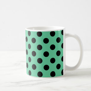 Caneca De Café Bolinhas pretas em verde-menta