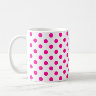 Caneca De Café Bolinhas Rosa Branco