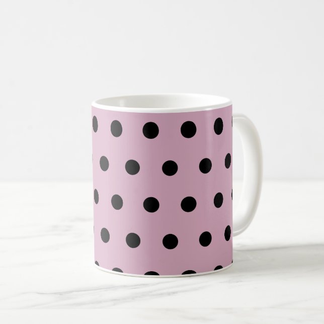 Caneca De Café Bolinhas (rosa e preto) (Frente Esquerda)
