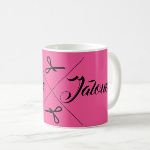 Caneca De Café Bolinhas rosa-estilista de cabelo moderno de tesou