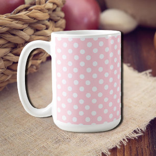 Caneca De Café Bolinhas Rosa Pastel