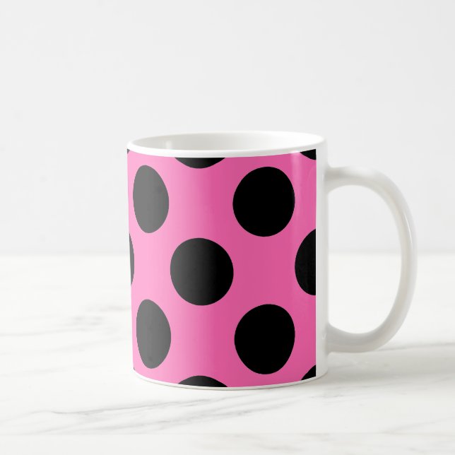 Caneca De Café Bolinhas Rosa Quente (Direita)