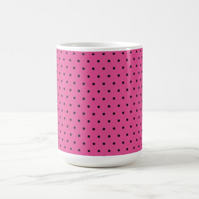 Caneca De Café Bolinhas Rosa Quente e Preta (Centro)