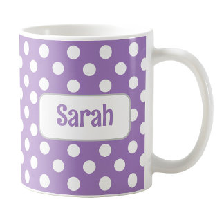Caneca De Café Bolinhas Roxo Personalizado