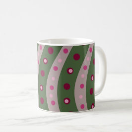 Caneca De Café Bolinhas verde-cor-de-rosa magenta, em Springtime,