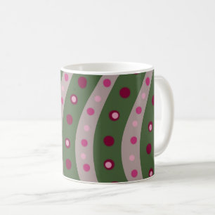 Caneca De Café Bolinhas verde-cor-de-rosa magenta, em Springtime,