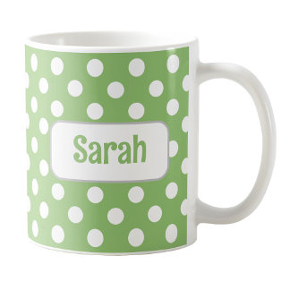 Caneca De Café Bolinhas Verde Personalizada