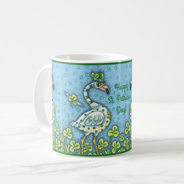 Caneca De Café Bolinhas VERDE, RUAS ENGRAÇADAS. DIA DE PATRICK (Frente Esquerda)