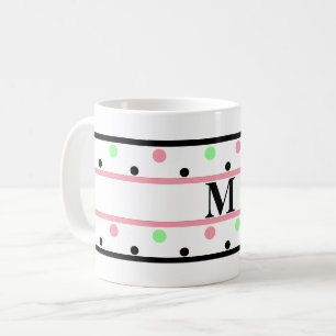 Caneca De Café Bolinhas verdes cor-de-rosa