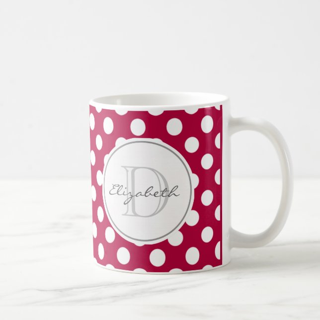 Caneca De Café Bolinhas Vermelha Monograma (Direita)
