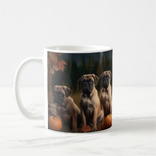 Caneca De Café Bolmastiff Puppy Autumn Delight Pumpkin
