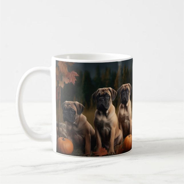 Caneca De Café Bolmastiff Puppy Autumn Delight Pumpkin (Esquerda)