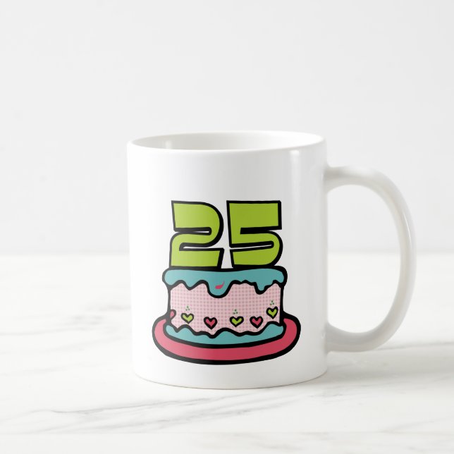 Caneca De Café Bolo de aniversário das pessoas de 25 anos (Direita)