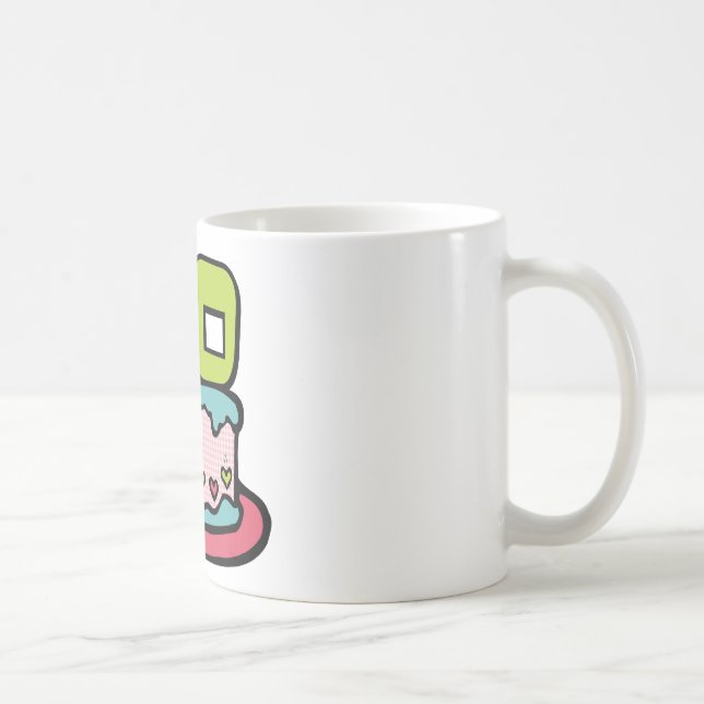 Caneca De Café Bolo de aniversário das pessoas de 80 anos (Direita)