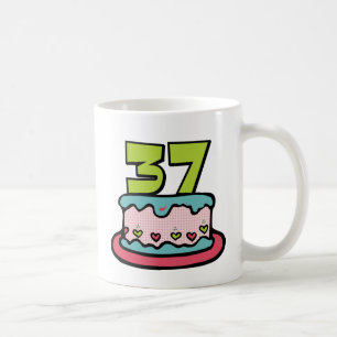 Caneca De Café Bolo de Aniversário de 37 Anos