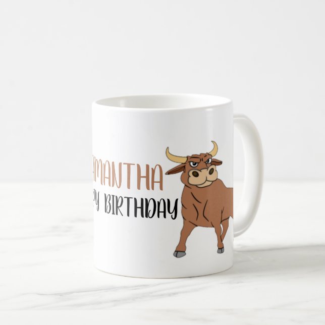 Caneca De Café Bolo de Cartoon Feliz Aniversário Café Mug (Frente Esquerda)
