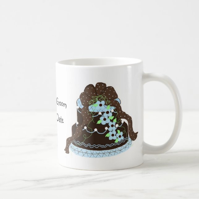 Caneca De Café Bolo de Casamento de Designer (Direita)
