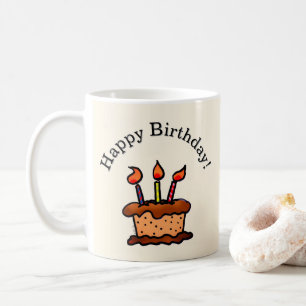Caneca De Café Bolo de Chocolate Caprichoso Feliz Aniversário Doo
