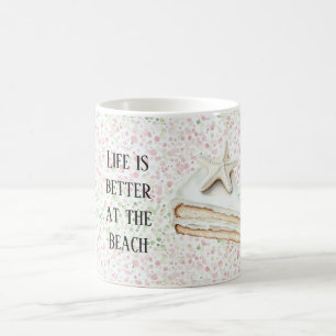 Caneca De Café Bolo de Estrela-do-Mar Branca Confete Rosa Verde