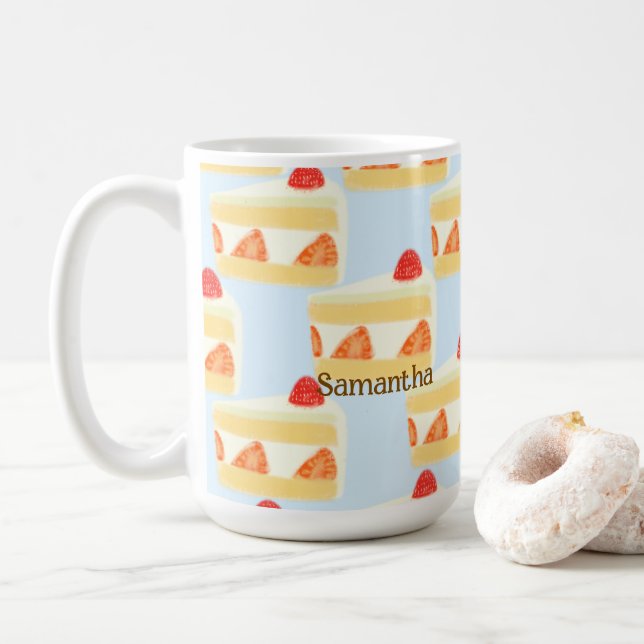 Caneca De Café Bolo de Morango (Com Donut)