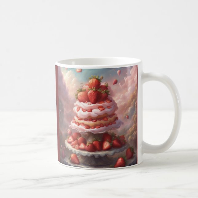 Caneca De Café Bolo de Morango com Café e Sobremesa (Direita)