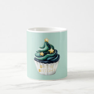 Caneca De Café Bolo de Stars Verde Azul Dourado Brilhante