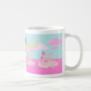 Caneca De Café Bolo mundial de doces cor-de-rosa para festa de an