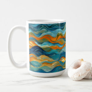 Caneca De Café "Bolonia" Ondas Laranja Azuis