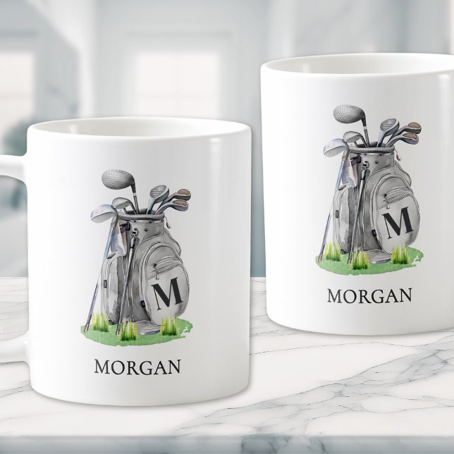 Caneca De Café Bolsa de Golfe Monogramada (Monogram Golf Bag Coffee Mug)
