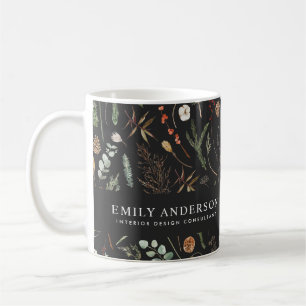 Caneca De Café bolso botânico moderno preto elegante contemporâ
