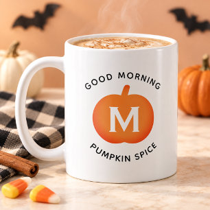 Caneca De Café Bom Dia Abóbora Tempero Laranja Abóbora Monograma