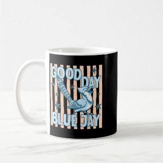 Caneca De Café Bom Dia Azul Jay Fofo Gráfico Retro De Pássaro De