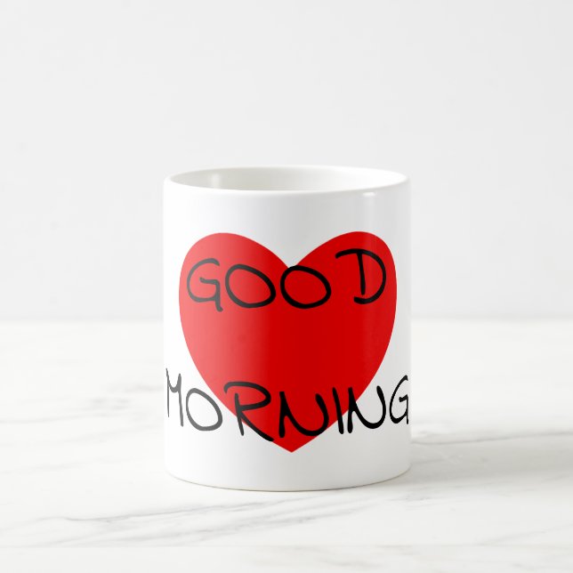 Caneca De Café Bom dia, coração vermelho (Centro)