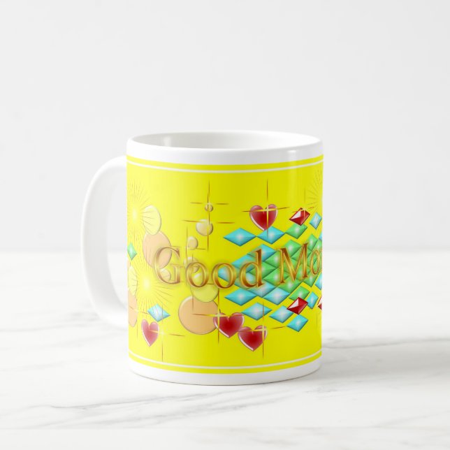 Caneca De Café Bom dia, feliz e feliz dia (Frente Esquerda)