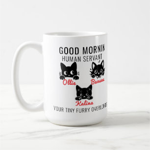 Caneca De Café Bom dia Gato Servo Humano =- Amo de Gato Perfeito