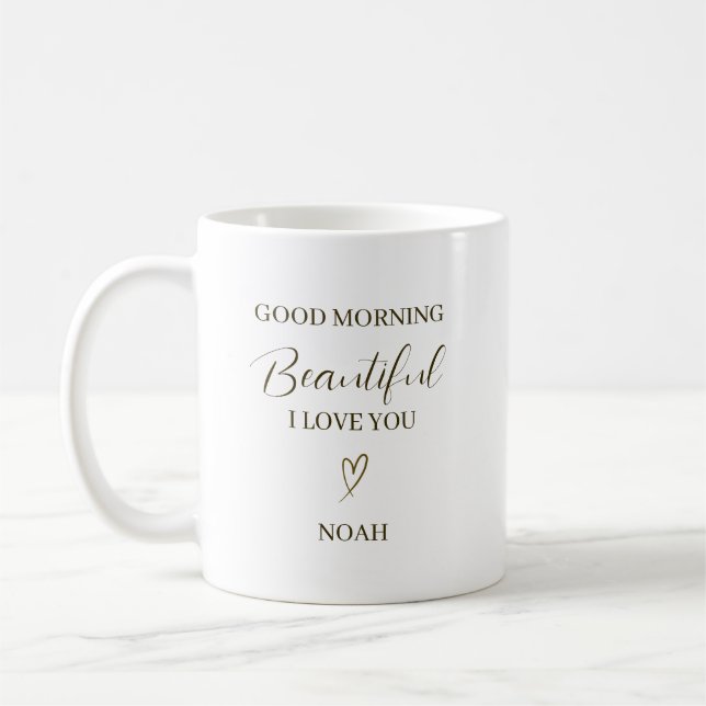 Caneca De Café Bom Dia Linda Eu Te Amo Personalizado (Esquerda)