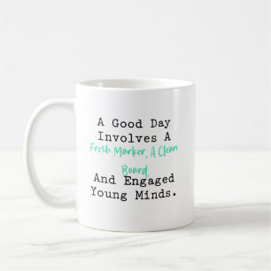 Caneca De Café Bom Dia Marcador Fresco Quadro Negro Mentes Engaja