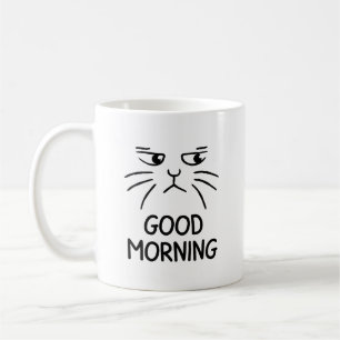 Caneca De Café Bom dia - Mug de café de gato rabugento - Presente