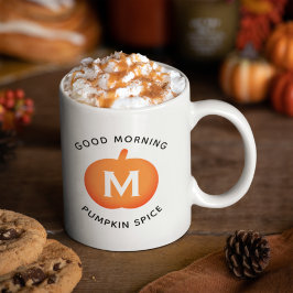 Caneca De Café Bom Dia Pumpkin Spice Orange Pumpkin Monograma