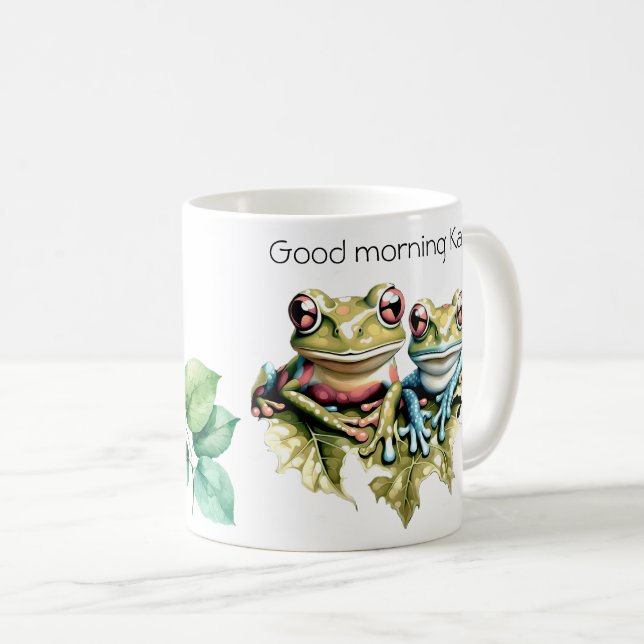 Caneca De Café Bom dia Sapos estéticos europeus (Frente Esquerda)