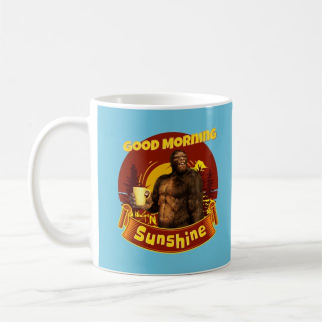 Caneca De Café Bom Dia Sol Bigfoot Café Humor Arte (Esquerda)
