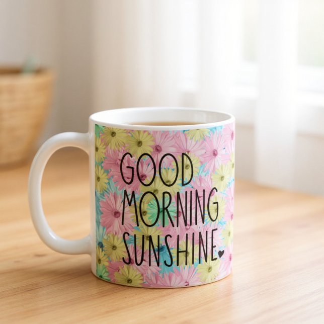 Caneca De Café Bom dia Sunshine Floral (Criador carregado)