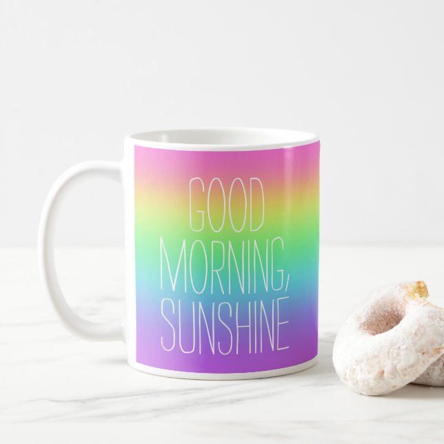 Caneca De Café Bom dia Sunshine Rainbow Mug (Com Donut)
