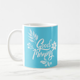 Caneca De Café Bom dia, tipografia brilhante azul
