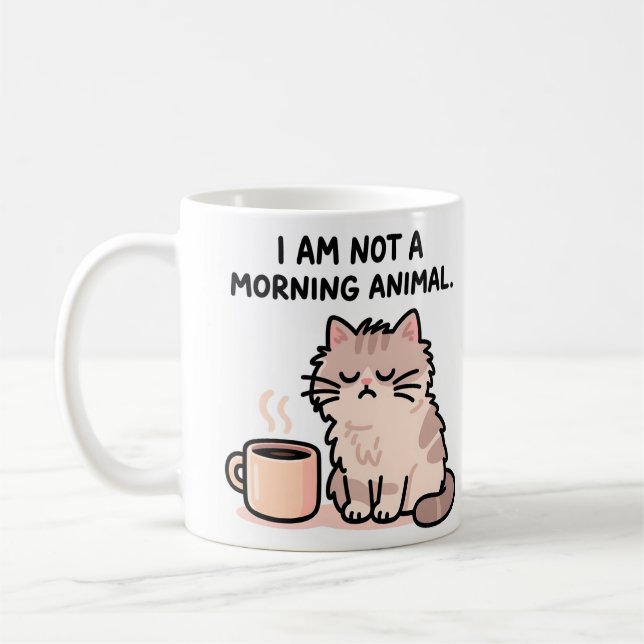 Caneca De Café Bom humor matinal do Gato Mal-humorado (Esquerda)