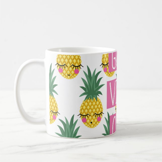 Caneca De Café Bom Padrão de Verão de Abacaxi em Vibes (Esquerda)