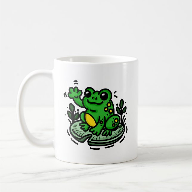 Caneca De Café Bom Sapo da Manhã na Mão Lily Pad Desenhada (Esquerda)