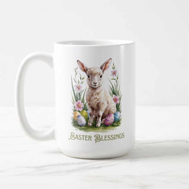 Caneca De Café Bomba de Aquarela de páscoa e Flores (Esquerda)