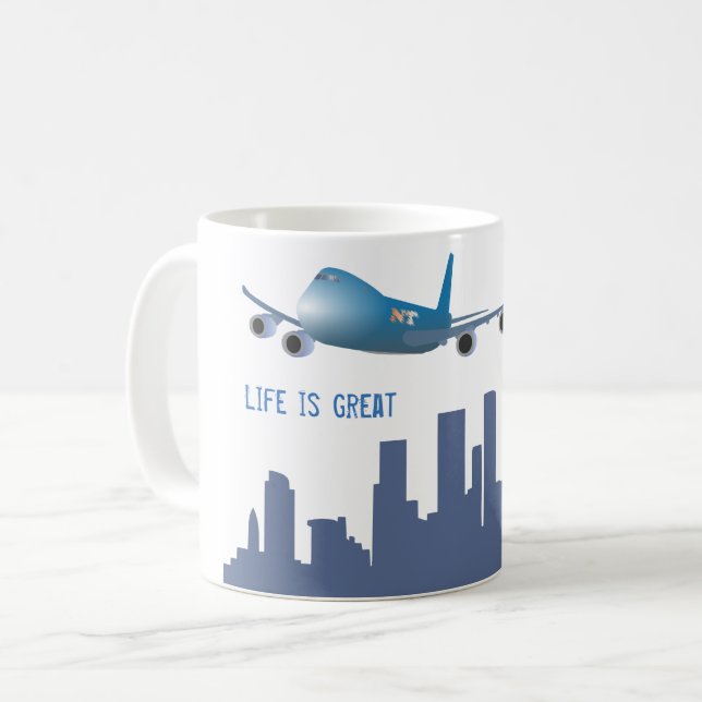 Caneca De Café Bomba de avião "A vida é excelente" (Frente Esquerda)