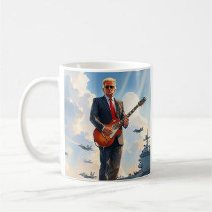Caneca De Café Bomba tocando violão elétrico na transportadora aé